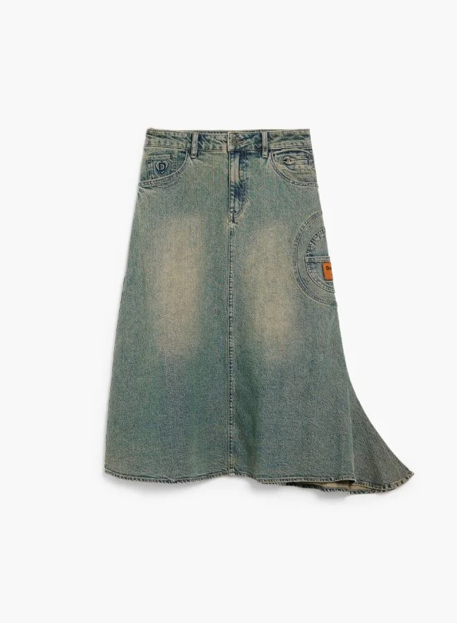 DESIGUAL Blue Asymmetrical denim skirt for Women | Best Price UAE